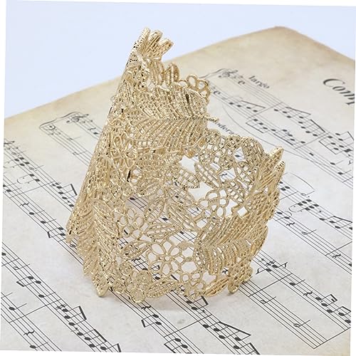 Open Bracelet Antique Leaf Flower Metal Hollow Lace Bracelet Vintage Cuff Open Wide Big Bangle Women Waist Jewelry Metal Golden Trendy Wrist Chain3