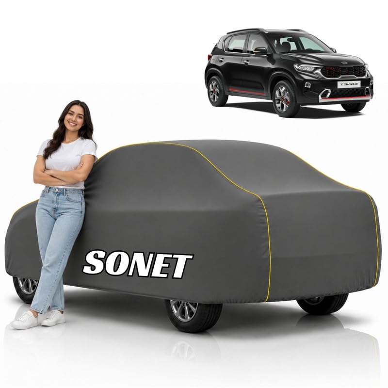 Image of Mind-Blowing 2026 100% Waterproof Sonet Car Cover | Polyester Car Body Cover for Rain & Sun | UV Protection, Dustproof, Scratch Resistant, Windproof, Heat Resistant, Custom Fit (Grey)