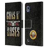 Head Case Designs Offizielle Guns N' Roses Text Logo Pistol Kunst Leder Brieftaschen Handyhülle Hülle Huelle kompatibel mit Samsung Galaxy A10 (2019)