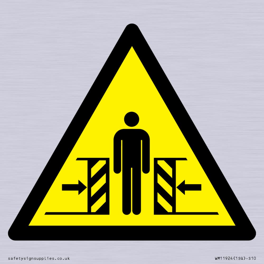 W019 Warning: Crushing Sign - 100x100mm - S10