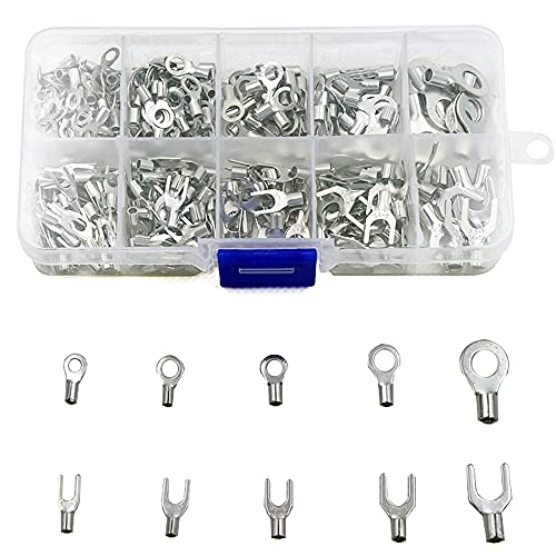 コネクタ 端子セット 10種類 圧着端子 裸圧着端子 複数のサイズ コネクタ 銅素材 錫メッキ面 O型 U型 低周波 配線組み合わせ 電線接続用 箱入り 320個入れのサムネイル