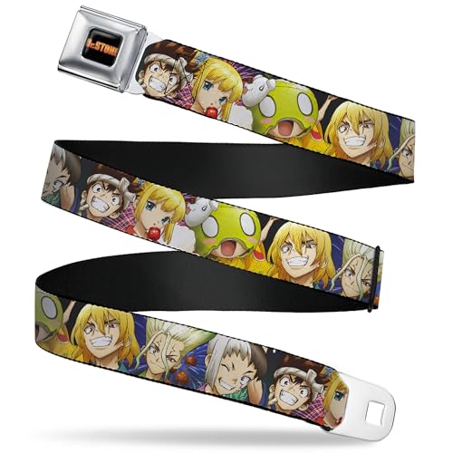 Dr. Stone Belt, Seatbelt Buckle Belt, Dr Stone Character Group Faces Close Up