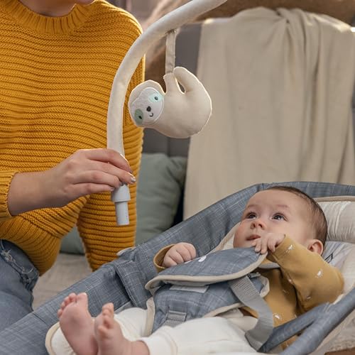 Ingenuity, Asiento Happy Belly "De Hamaca a Mecedora", Música, Vibración, Barra de Juguetes Desmontable, Juguete de Peluche de Perezoso, 0-6 Meses, Gris - Parker - imagen 12