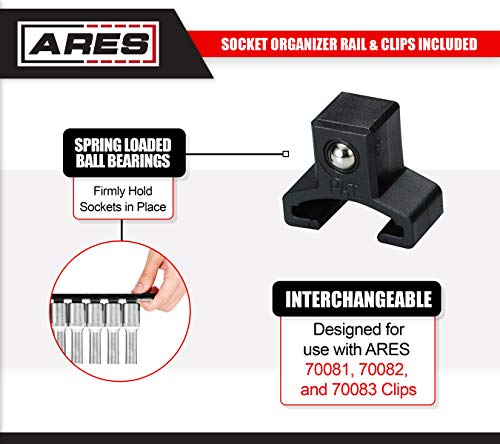 Ares 24001-10-Piece 3/8-Inch Drive Low Profile Impact Torx Bit Driver Set - Chrome-Moly Steel & Manganese Phosphate Coating - Star Bit Size Range T25-T70 - Reusable Storage Rail #TOP5