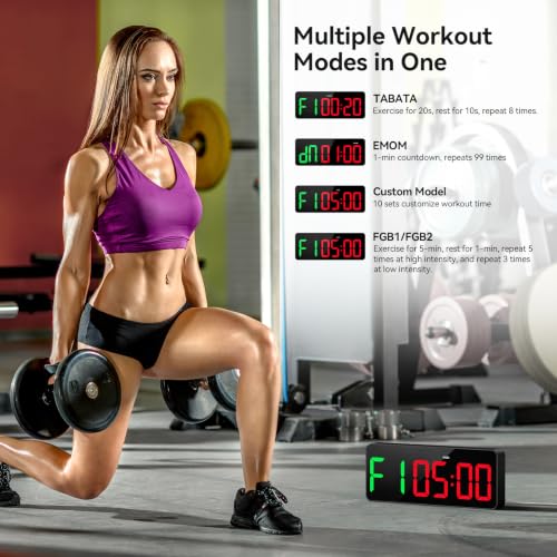 Gym Timer Clock Large Display, 12" LED Exercise Workout Interval Timer with Remote for Boxing Tabata/FGB/EMOM,Countdown/Up,Stopwatch Clock for Sports,Home Gym,Yoga,Garage,Office,Classroom - Image 3