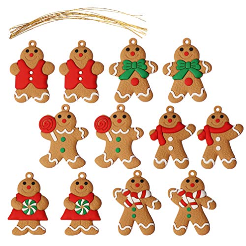 ABOOFAN 12 Pcs Enfeites de Pão de Gengibre de Plástico Enfeites de Gengibre de Plástico Pendurados E