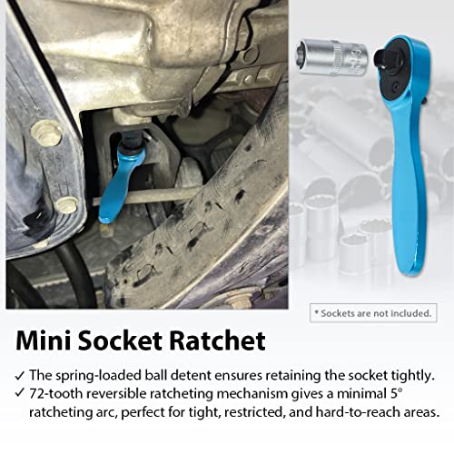FIRSTINFO F32423B Dual Drive 1/4 Inch Hex Bit and Socket Micro Ratchet Wrench- Light Weight Aluminum, 72T Reversible - Image 4