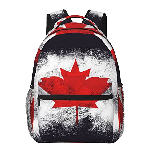 Sac d'école grande capacité drapeau canadien anti-fatigue avec port USB noir