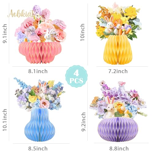 Centros de mesa de papel de panal con flores de primavera para adornos de Pascua 6