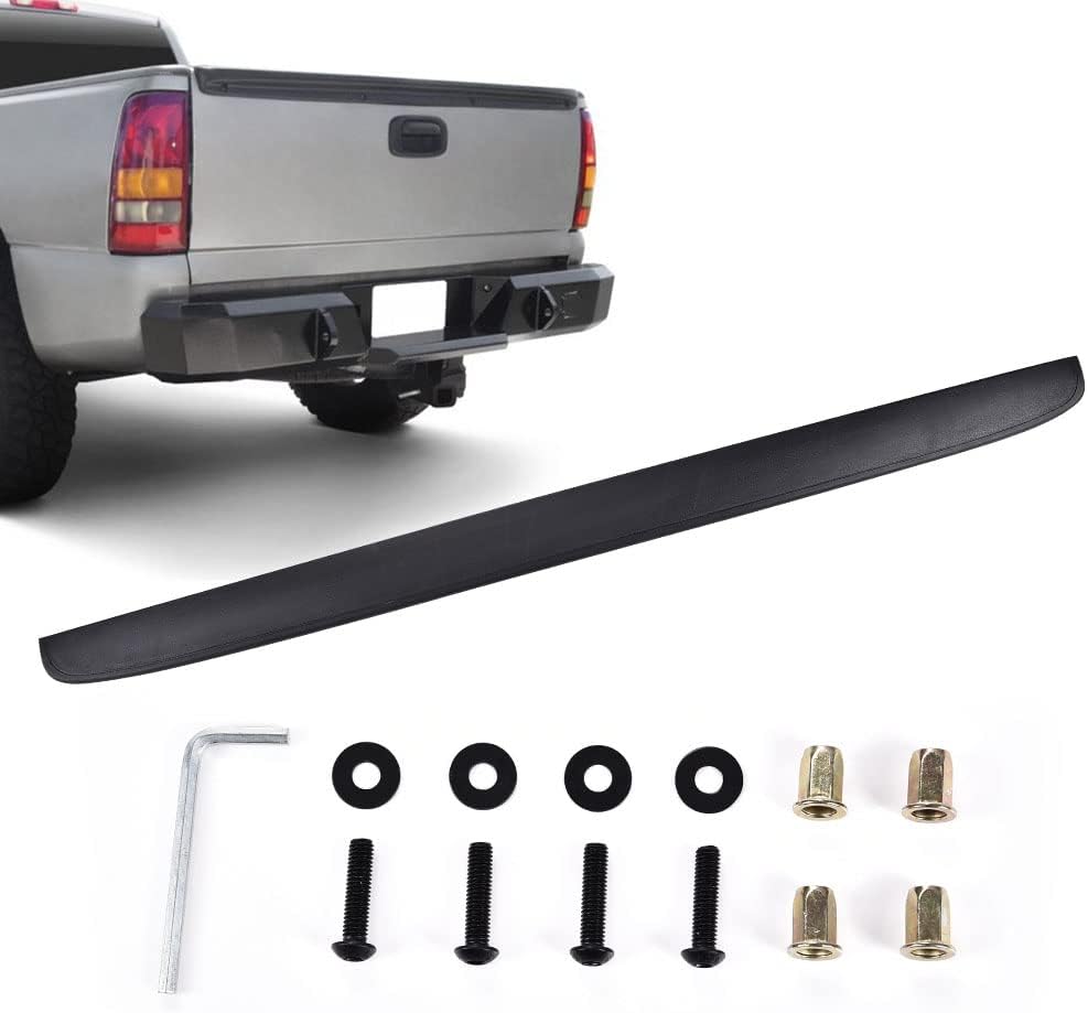 PIT66 Tailgate Molding Cap Fit Chevy Silverado/GMC Sierra 1500 1999 2000 2001 2002 2003 2004 2005 2006, Fit 6.5FT Bed Tail gate Spoiler Moulding Protector Top Cover GM1909101, 15932247, 15046605