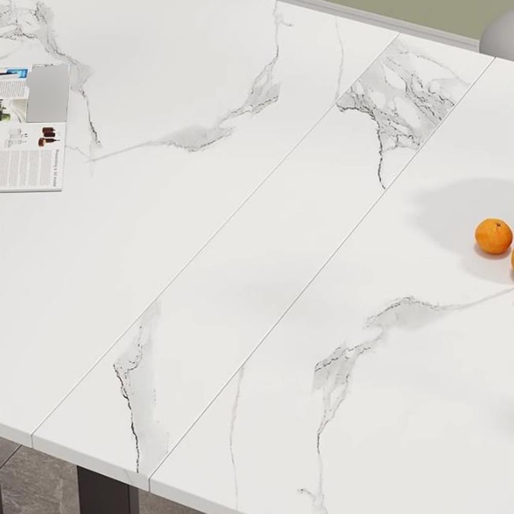 Marmurowy stół do jadalni 140 cm rozkładany drewniany stół konsolowy do kuchni biały składany design do użytku wewnątrz (140 x 80 cm) - eleganckie meble domowe
