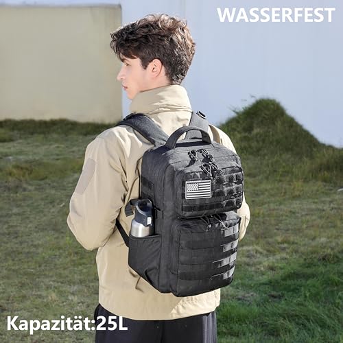 Image of Wotony Military Tactical Backpack for Men Waterproof Daypack 3 Day Assault Pack Molle Bag with Water Bottle Holder