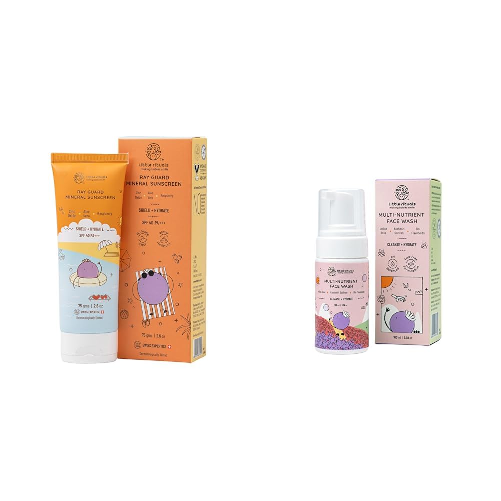 Little Rituals Mineral Baby & Kids Sunscreen SPF 40 PA+++ - 75 gm & Multi-Nutrient Foaming Face Wash - 100 ml-image-4