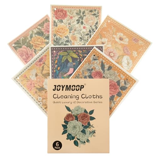 JOYMOOP 6 Pack Dishcloths for Kitchen, Reusable Absorbent Non-Scratch Cleaning Cloths, Washable Quick-Drying Rags for Cookware and Household, 6.7×7.9 Inch