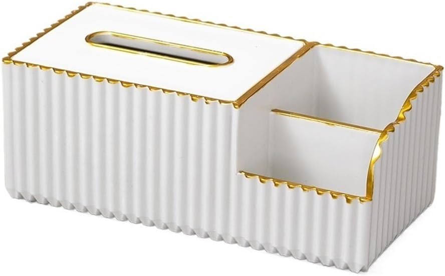 Tissue Box Cover Multi-Function Tissue Dispenser Rectangular Chinese Desktop Tissue Holder for Home Bathroom Living Room (Multi-Colour Available) Tissue Box(Gris)