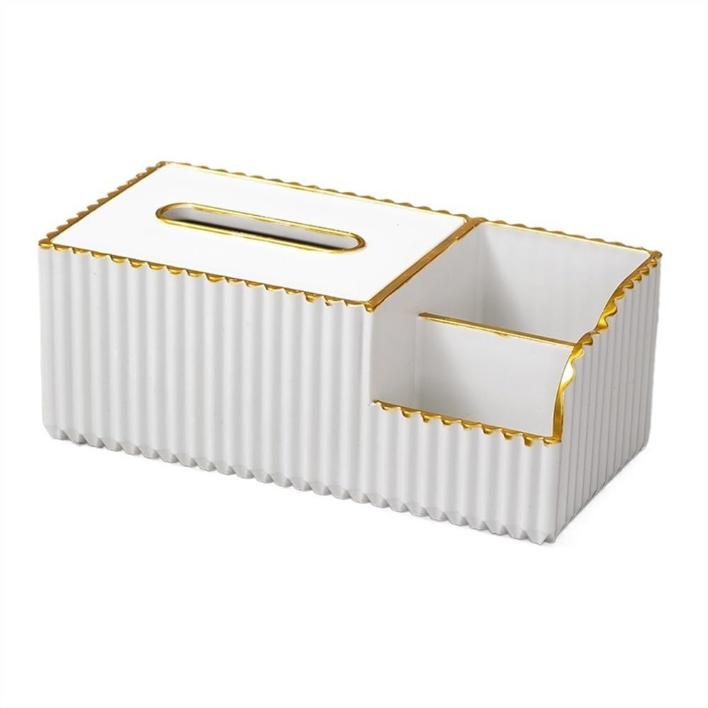 Tissue Case Multi-function Tissue Dispenser Rectangular Chinese Desktop Holder for Home Bathroom Living Room (Multi-colour available) Tissue Dispenser(White)