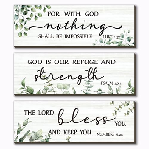 FENCORDAR 3 Pieces Green Wall Decor Sage Green Wooden Bible Verse Wall...