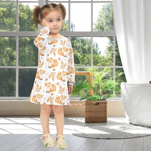 Girls Dresses Toddler Girl Clothes Fox Forest Cone Winter Casual Long Sleeve for Kids 2-8 Years4