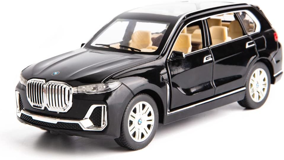 Toy Car Compatible for 1/24 X7 Model Car, Alloy Die-cast Toy Vehicles,Pull Back Car Modelwith Sound and Light for Kids Boys Collectible Gift(Black)
