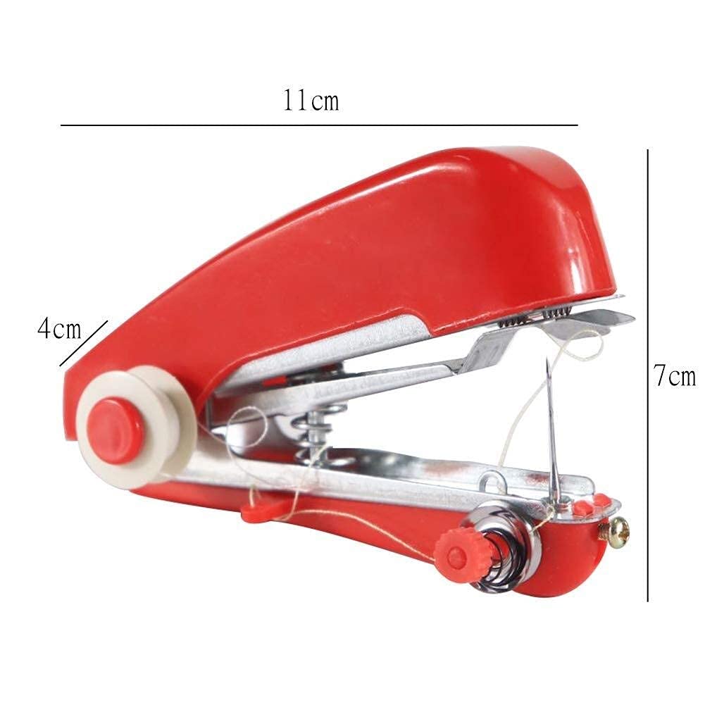 Máquina de Coser multifunción portátil inalámbrico Mini máquina de Coser de Mano Bordado Máquina de Coser Ropa Tela (Color : Azul) (Rojo)