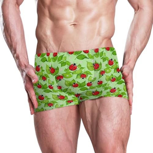 Ladybug Leaves Mens Swim Trunk Swimwear Bathing Suit Swim Brief Square Leg Board Short S B04046082