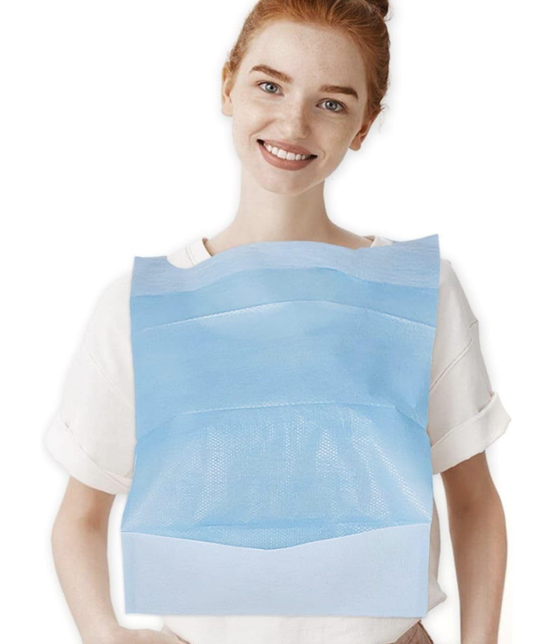 Baberos Adultos Desechables Impermeables 100 Pcs para Personas Mayores Pacientes