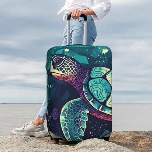 Luggage Cover Elastic Washable Suitcase Cover Dustproof Suitcase Protector Personalized Colorful Turtles In The Water Travel Luggage Baggage Covers For 18-32 Inch2