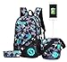 JiaYou Boy Girl Unisex 20L Fashion School Bag Backpack with Florescent Mark 3 Sets/2 Sets (20L, USB ColorF 3 Sets)
