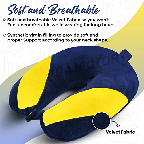 Image of Trajectory Minion Blue & Yellow Neck Pillow Rest Cushion with Soft Velvet Eyemask and Earphone Case for Travel in Flight car Train Airplane with 2 Years Warranty for Sleeping for Men and Women