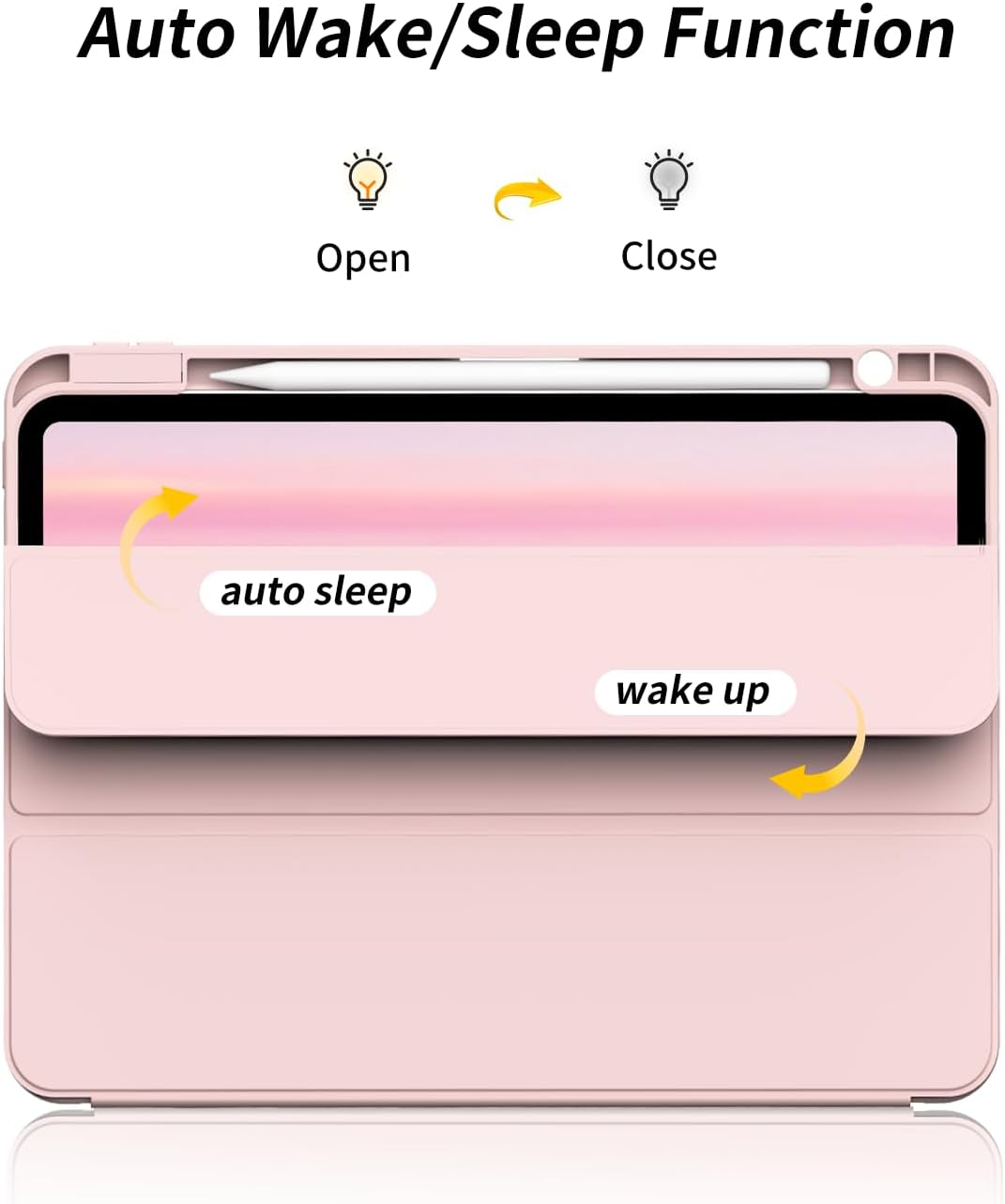 New Case for iPad Pro 12.9 inch 6th/5th/4th Generation 2022/2021/2020 with Pencil Holder, Smart Stand Case with Soft TPU Back Cover for iPad Air 13 inch 2024, Auto Sleep/Wake, Pink - Image 2