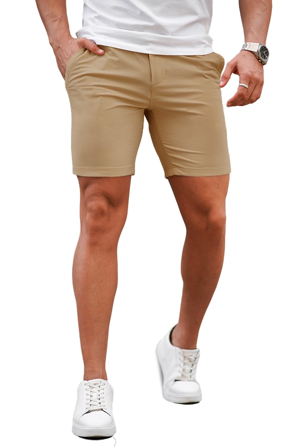 GINGTTO Mens Slim Fit Shorts Stretch Tapered Leg Skinny Chinos 5 7 product thumbnail 3