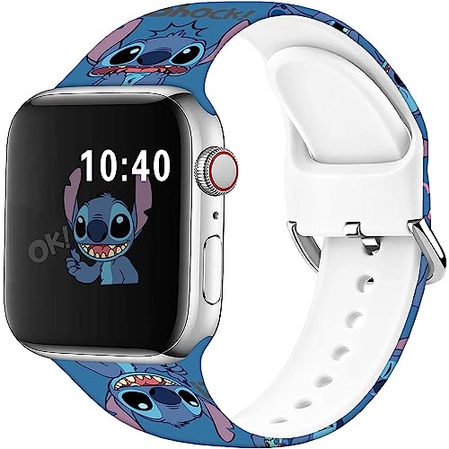 Hepsun Compatible with Apple Watch Band Stitch Art 42mm 44mm 45mm/Ultra 49mm,Soft Silicone Magic Fancy Strap Compatible with iWatch Series SE 9 8 7 6 5 4 3 2 1 Kids Men Women