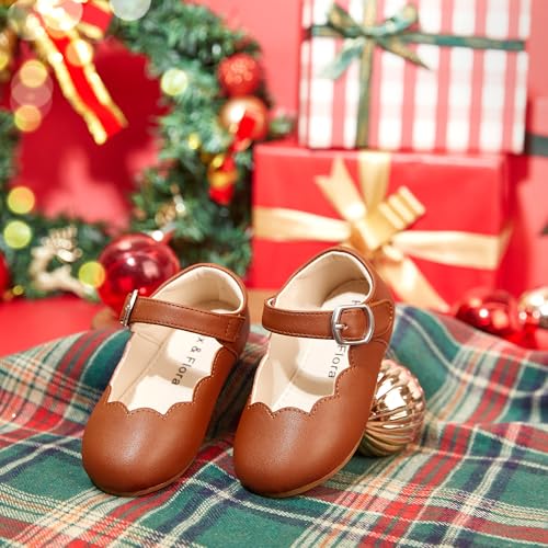Image of Felix & Flora Toddler Flower Girl Dress Shoes - Baby Girl Ballet Mary Jane Flats for Party School Wedding