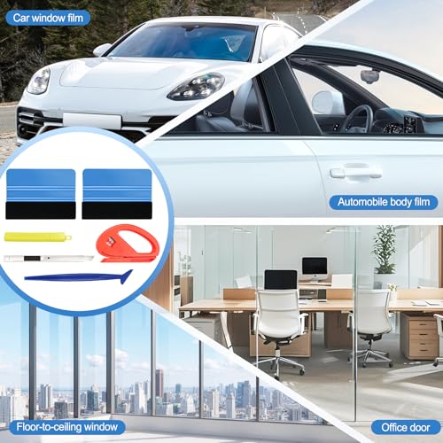 Image of SINGARO 6PCS Vinyl Wrap Tool Kit, Window Tint Kits Include Felt Squeegee, Edge Trimmer Squeegee, Retractable Utility Knife and Blades, Vinyl Cutter Knife, Fits for Most Cars and Trucks