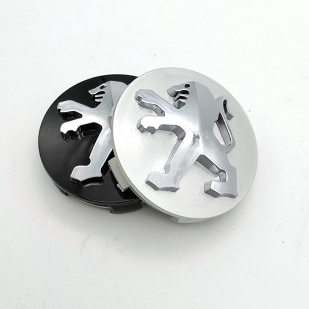 Lot De 4 Cache-moyeux Avec Logo Lion Pour Peugeot 208 (2015-2019) - Diamètre 60mm, Protection Contre La Poussière