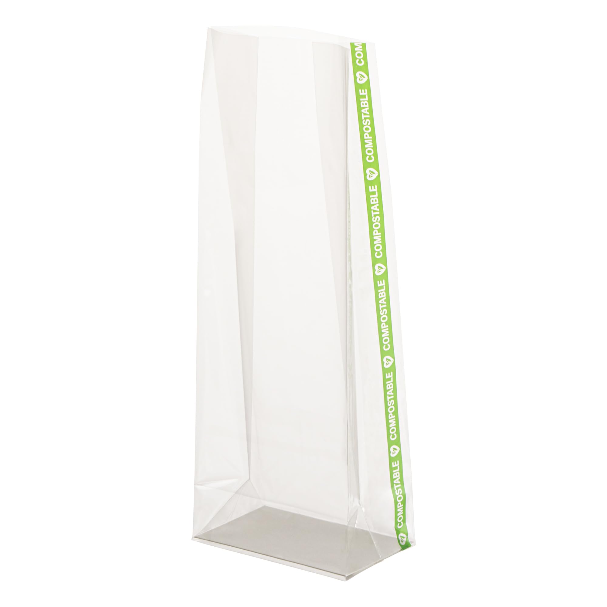 Restaurantware Clear Plastic Gusset Bag, 3 x 2 x 8.1 In, 100 Pack