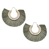 Tassel Hoop Earring, Statement Thread Dangle Earrings Stylish Long Fringe Drop Earrings Lightweight