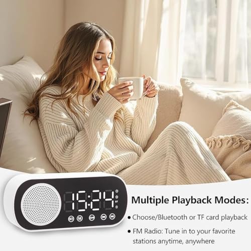 Altavoz Bluetooth Z7 con reloj despertador digital espejo LED negro 4