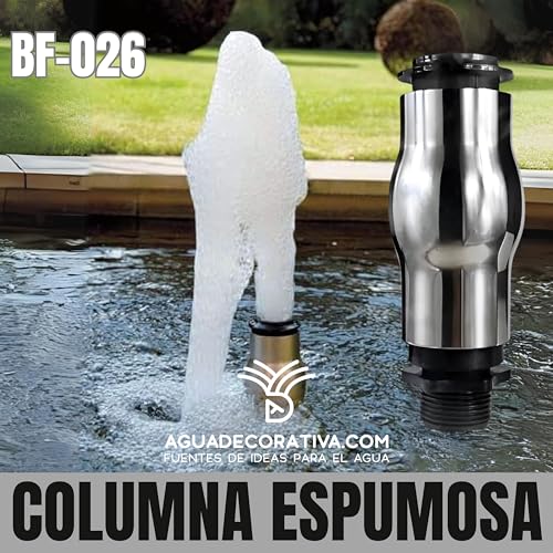 AGUADECORATIVA Düse für Gartenbrunnen, Schaumsäule, Schaumstrahl, Wasserfall, 2,5 cm, Edelstahl und Kunststoff (BF-026)
