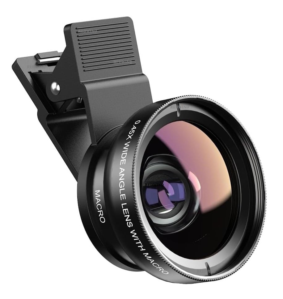 (Upgraded) Phone Camera Lens, 0.45X Super Wide Angle 15X Macro Lens Clip-On 2in1 Professional HD Lens Kit for Insta Reel Yotube Vlog Compatible with iPhone iPad & Android Smartphone, Tablets-image-12