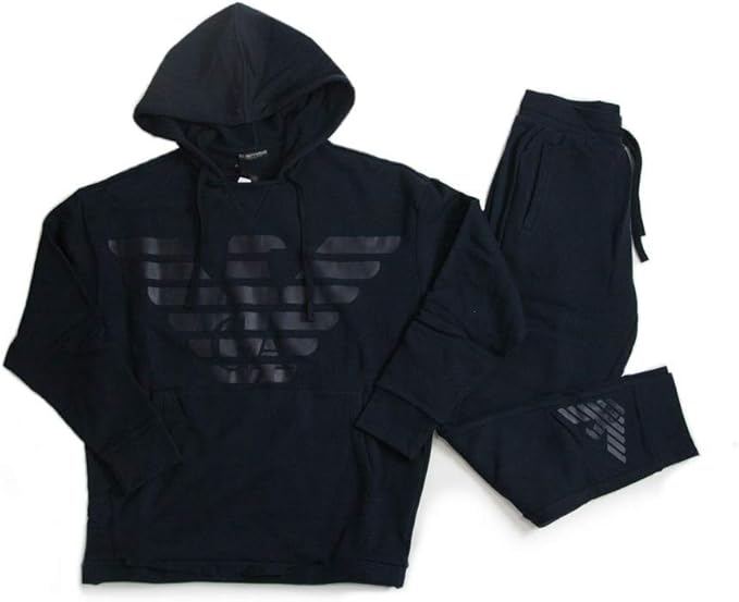 Amazon エンポリオ アルマーニ Emporio Armani メンズ スウェット セットアップ パーカー ボトム 上下セット ビックシルエット イーグル ネイビー トレーナー Marine L 並行輸入品 トレーナー パーカー 通販