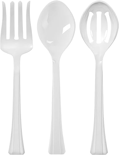 Vista 3 de Lillian - Utensilios de plástico transparente para servir, juego desechable surtido para fiestas, paquete de 3