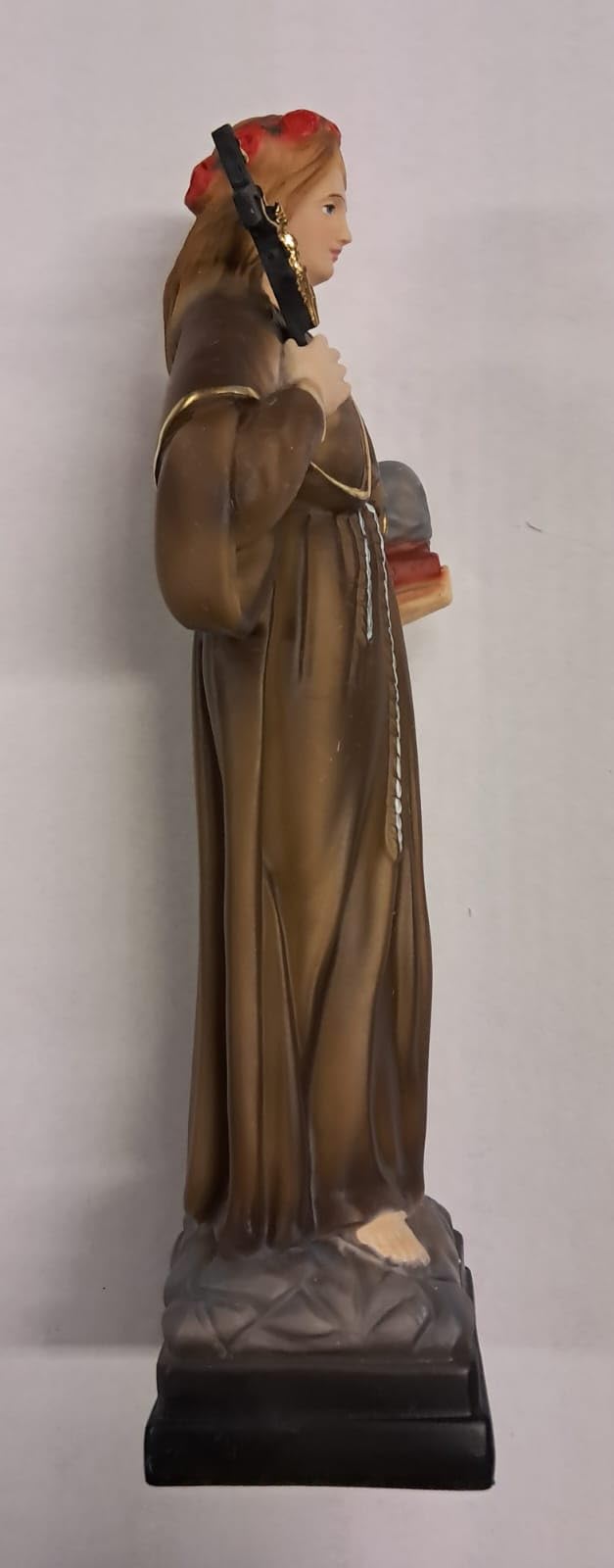 Generico ArteSacraCaravaggio Statua di Santa Rosalia cm 27,5 (10,82 inches) in marmo resina piena decorata a mano di produzione artigianale italiana