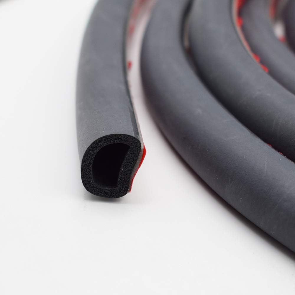 D Shape Weather Stripping Seal Strip for Car Truck Doors/Windows(from 5/16 inch to 35/64 inch), Self-Adhesive Backing Seals Large Gap Easy Cut to Size Weather Strip Soundproof Noise (5 feet)