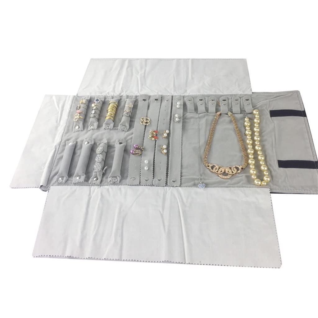 Graue und Schwarze Samt-Schmuckrolle, Schmuck-Display-Tasche, Ring-Halskette, Ohrringe, Anhänger, Aufbewahrungstasche, Schmuckschatulle