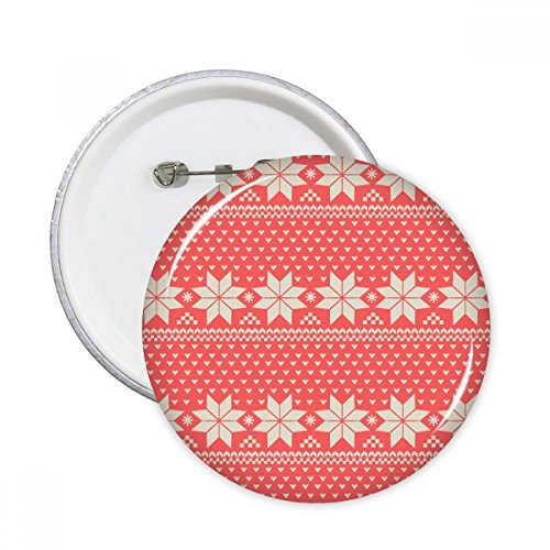 Broches rondes flocon de neige rouge beige en forme de coeur nordique 5 pcs XL