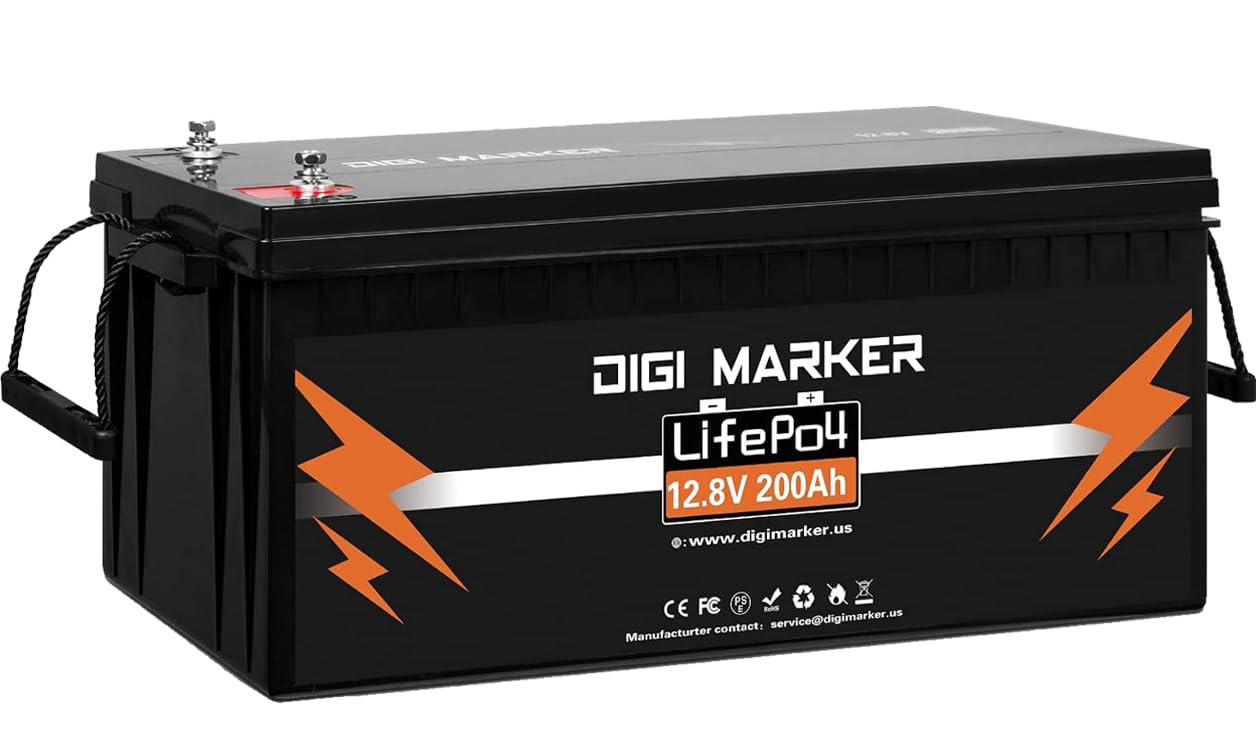 12V 200Ah LiFePO4 Lithium Battery Deep Cycle Rechargeable Battery with Built-in 100A BMS, Up to 5000 Life Cycles, Perfect for RV, Marine, Scooters, Power Wheels, Trolling Motor