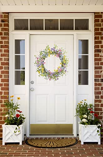 Diyfloru 20" Artificial Spring Wreaths For Front Door Daisy Wreath With Eucalyptus Leaves Handmade Spring Summer Floral Wreath Colorful Daisy Wreath For Indoor Outdoor Home Decoration #TOP6