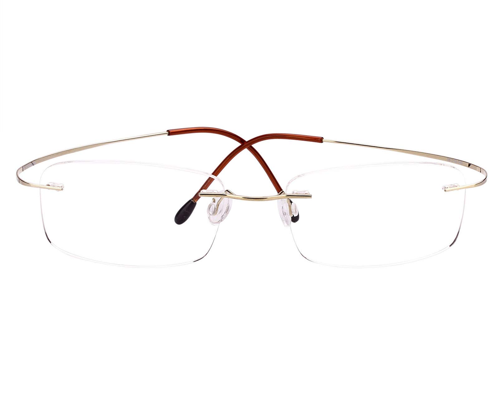Agstum Reines Titan randloser Rahmen optische Scharnierbrille für Damen und Herren, gold, M