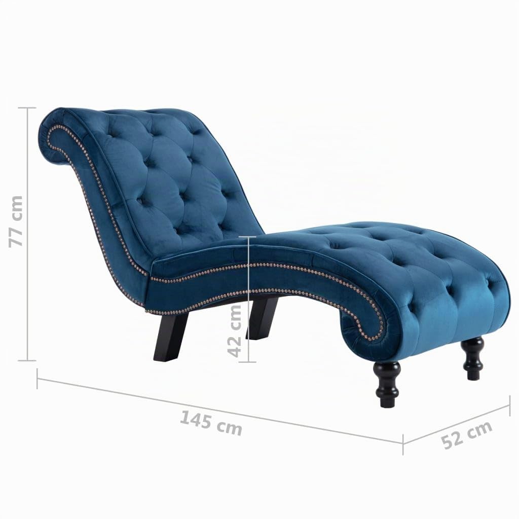 vidaXL Cislonga Imbottita Relax Ergonomica Trapuntata Chaise Lounge Sedia a Sdraio Lusso Elegante Morbida Ottomana Blu in Velluto